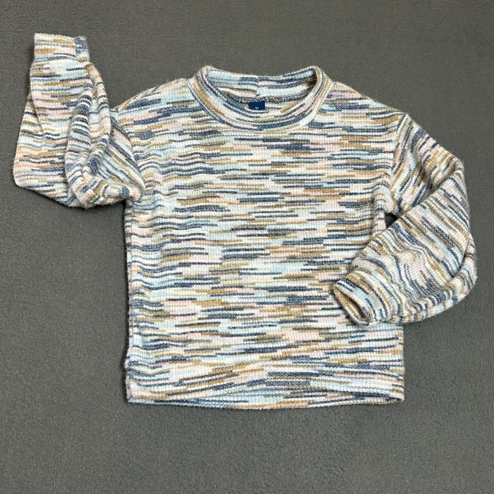 Old Navy Knit Top Kids 5T Blue Space Dye Mock Neck Long Sleeve Sweater